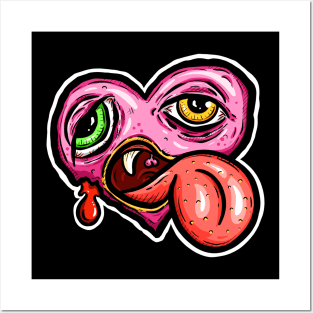 Zombie Heart Bug Tongue Pink Posters and Art